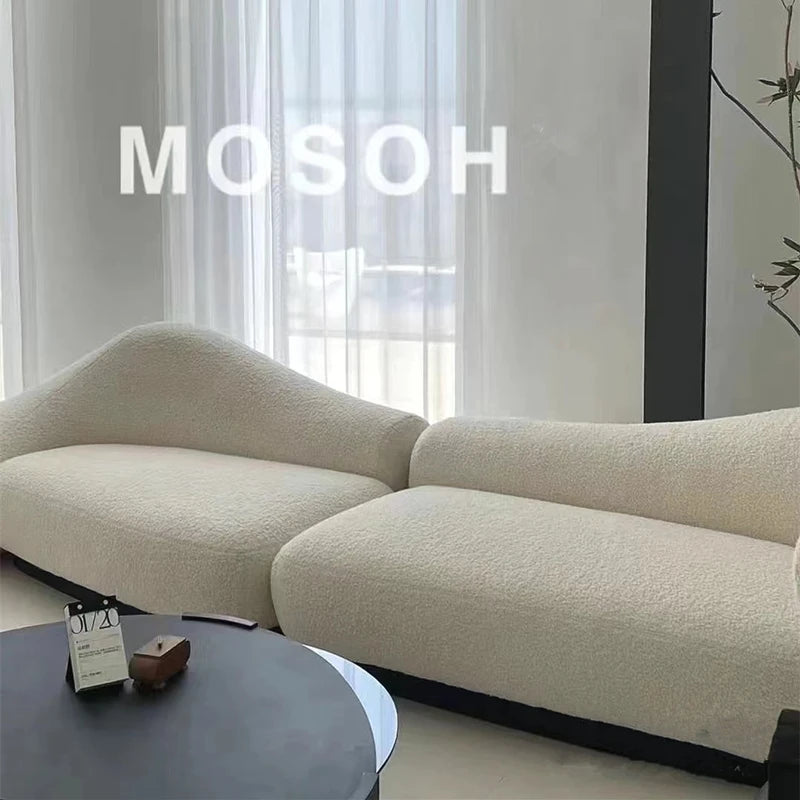 Living room contoured sofa minimalist modern fabric velvet cloud soft bag sofa curved sofa - HOMELIVING