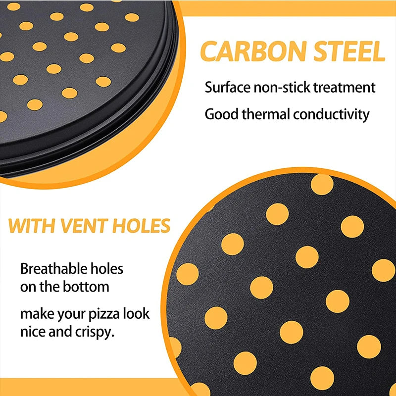 Nonstick Carbon Steel Pizza Crisper Tray - Round Deep Dish Pan