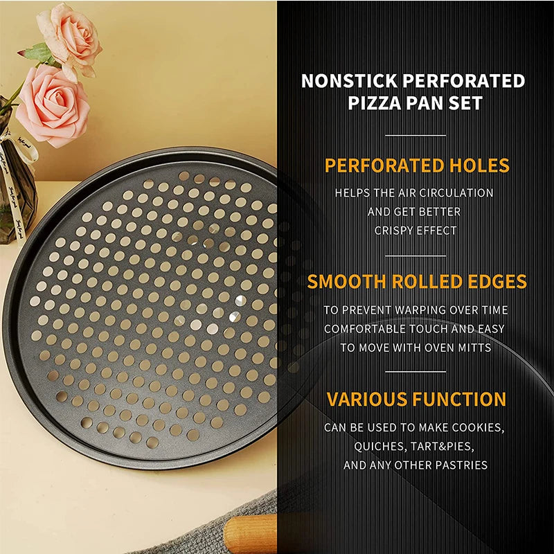 Nonstick Carbon Steel Pizza Crisper Tray - Round Deep Dish Pan