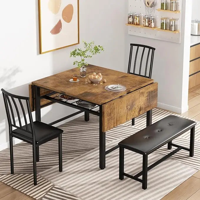 6-piece Bar Counter Table and Chairs, Modern White Artificial Marble Table, Dining Room Set with Multiple Storage Spaces - HOMELIVING