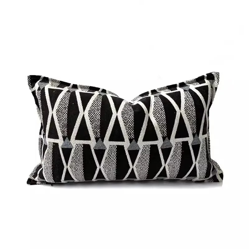 Modern Minimalist Jacquard Cushion Cover - Black, White, Gray