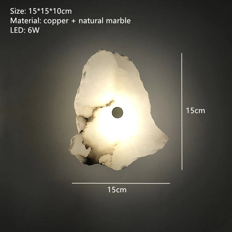 Natural Marble LED Wall Lamp Copper Luxury Novelty Lighting Sconce For Bedroom Living Dining Room Wall Decor Modern Art Design - HOMELIVING