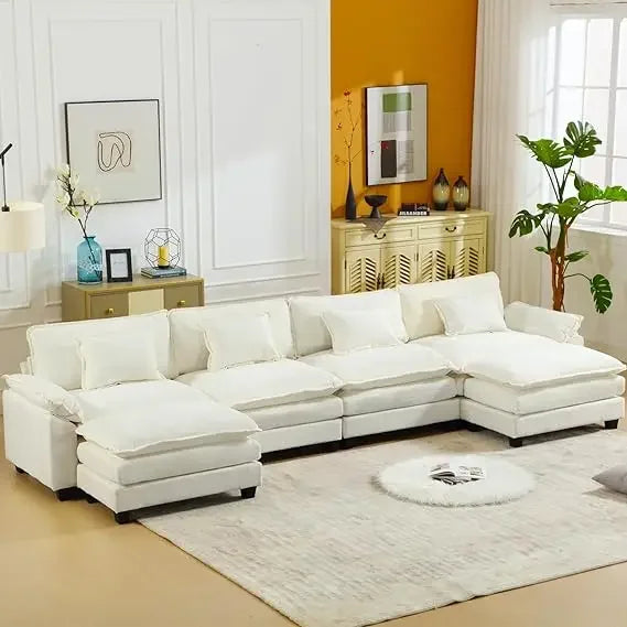 Living Room Sofas,U Shaped Sectional Sofa Comfy Cloud Couch, Modern Chenille Sofa Sleeper Deep Couches ,Livings Rooms Sofas Sets - HOMELIVING