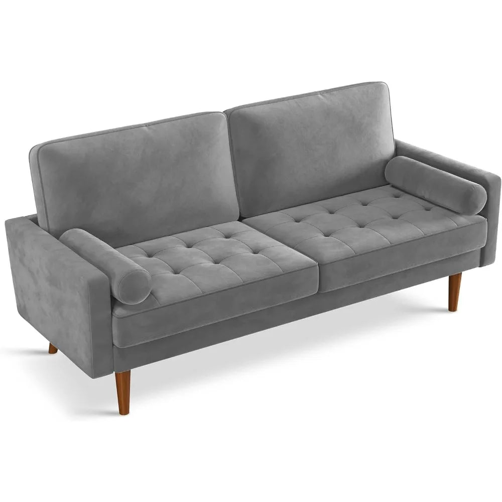 Loveseat Sofa Couch, Velvet Couch for Living Room, Mid Century Modern Sofa with Button Tufted Seat, for Bedroom, Apartment - HOMELIVING