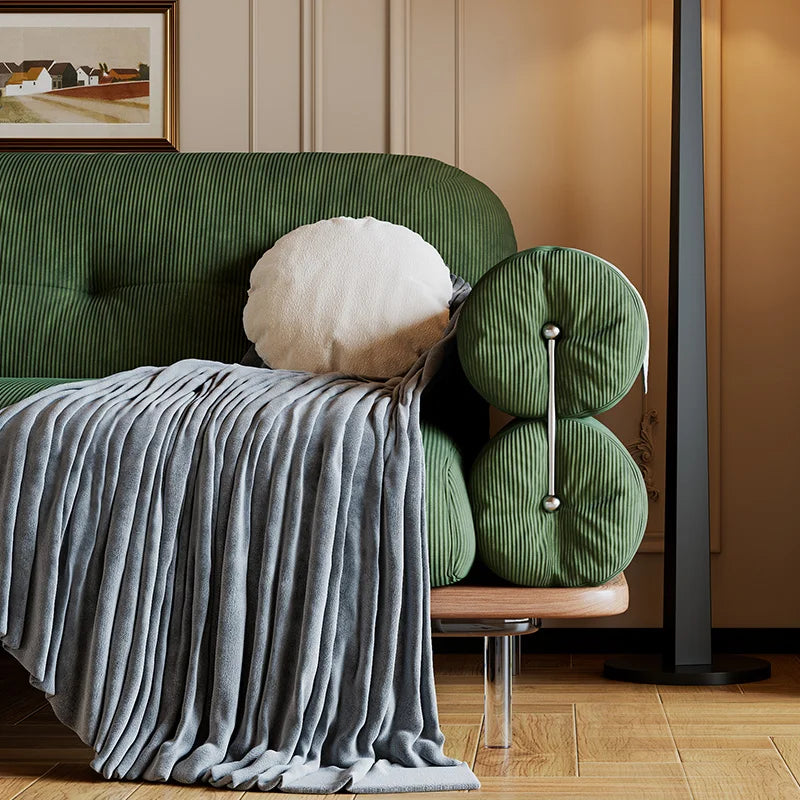Solid wood retro cloud fabric sofa, living room, bedroom - HOMELIVING
