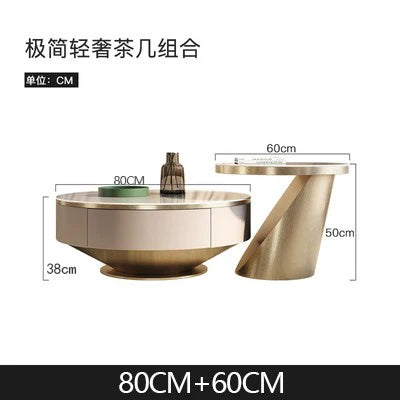Light Luxury Stone Plate Coffee Table round Size Assemblage Zone Drawer Creative Minimalist Living Room Home Modern Minimalist - HOMELIVING