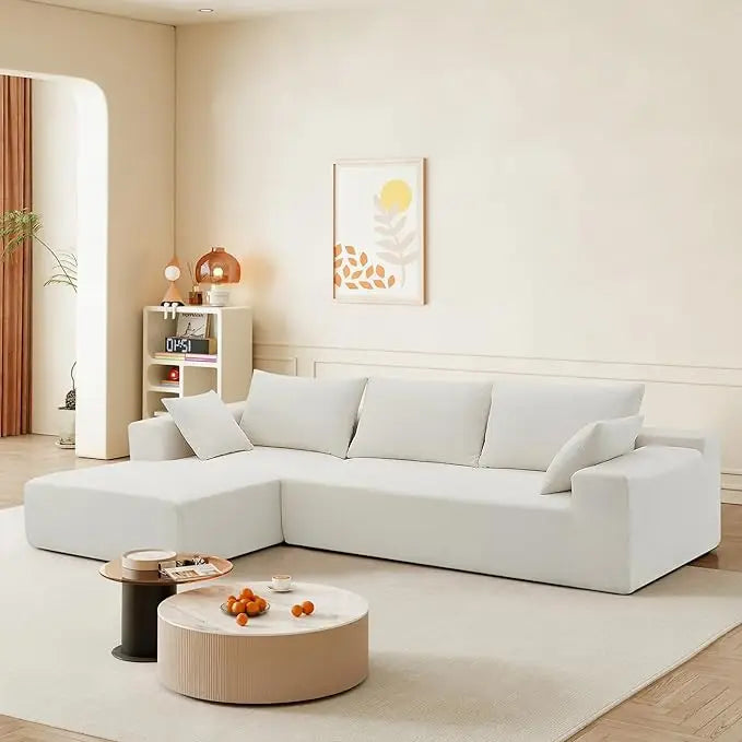Modern Upholstered Sectional Sofa Set,Modular L Shaped Sectional Living Room Sofa Set,Convertible Couch with Reversible Chaise - HOMELIVING