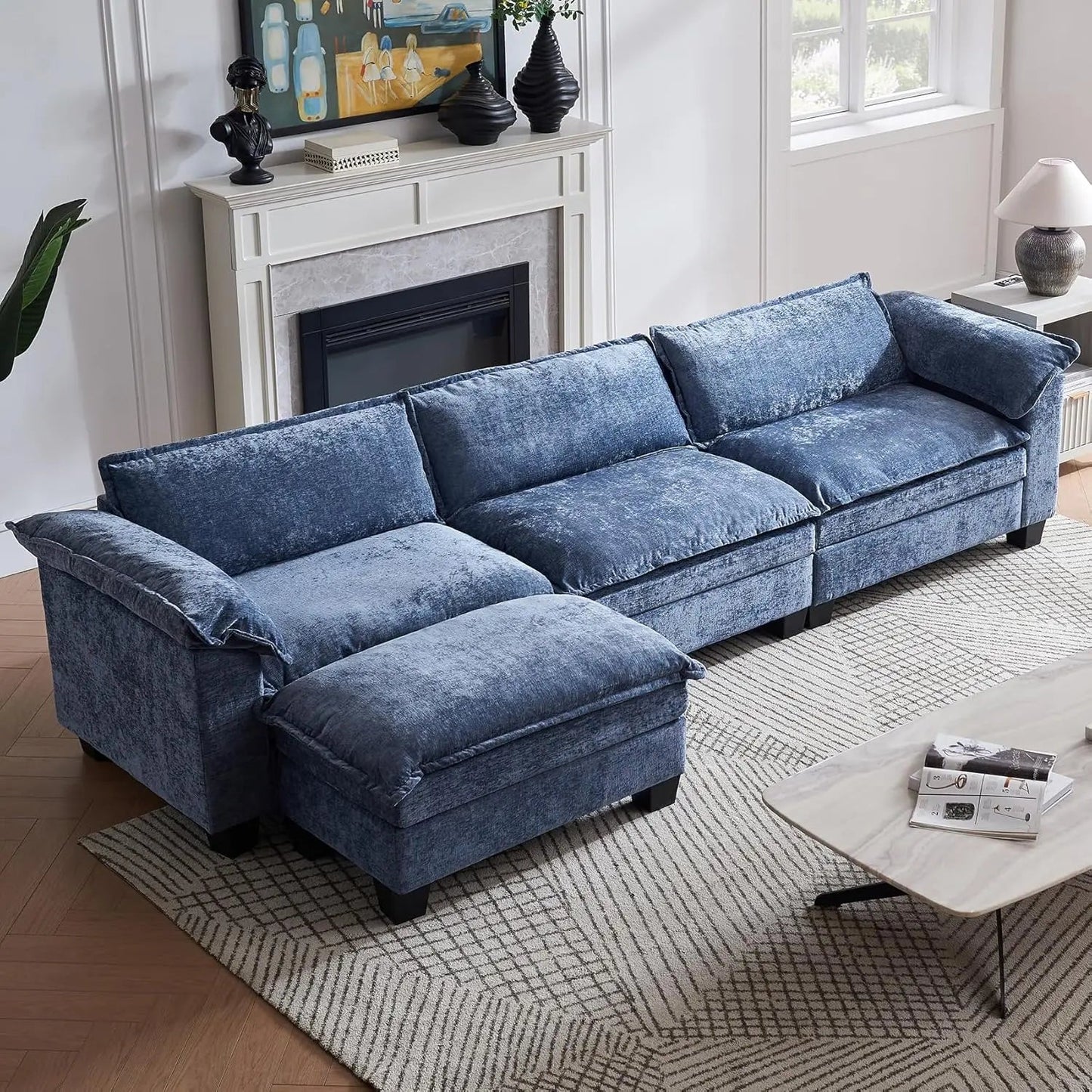 Chenille Sectional Sofa - HOMELIVING