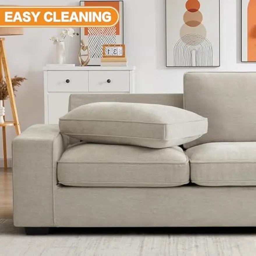 71” Chenille Loveseat Comfy Couches , Modern Deep Seat Sofa with Removable Back and Seat Cushions, 2 Seater Fluffy Couch - HOMELIVING