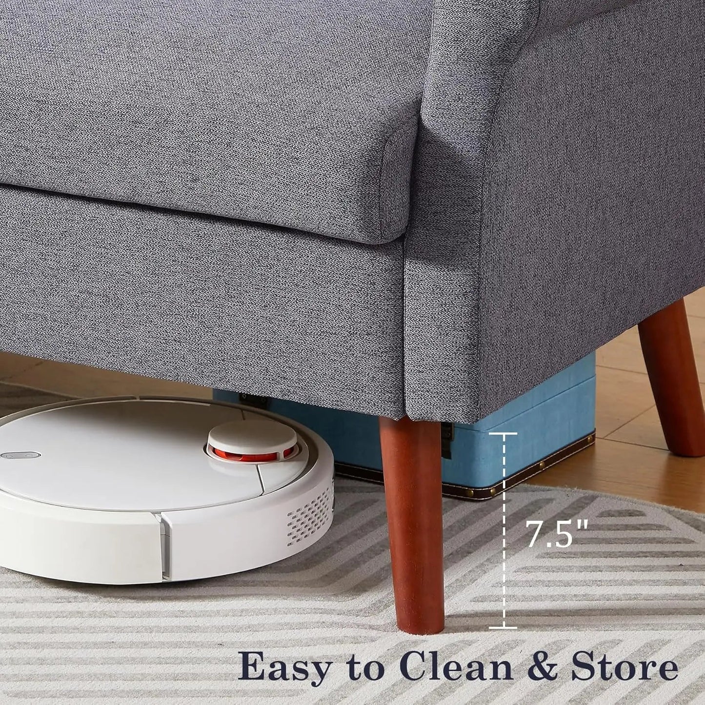 Loveseat Sofa 64" W Small Sofa Couch, Mid Century Modern Love Seat Couches, 2 Seater Mini Sofa for Small Spaces - HOMELIVING