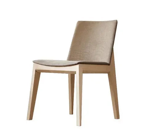 Customized Nordic Solid Wood Dining Chair Home Modern Simple Genuine Leather Linen Armchair Leisure Chair Milk Tea Shop Stool - HOMELIVING