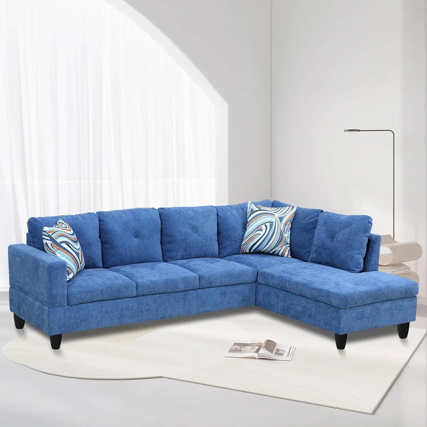 Sectional Sofa, Modular Sectional Sofa with Chaise, Flannel Modular Couch with Storage Ottoman, L Shaped Sofas & Couches - HOMELIVING
