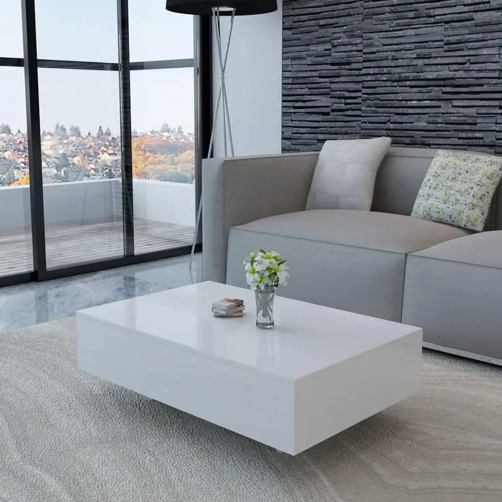 Coffee Table High Gloss White Tea Table Unique Coffee Table Low Tables Smart Modern Coffee Tables Rectangle - HOMELIVING