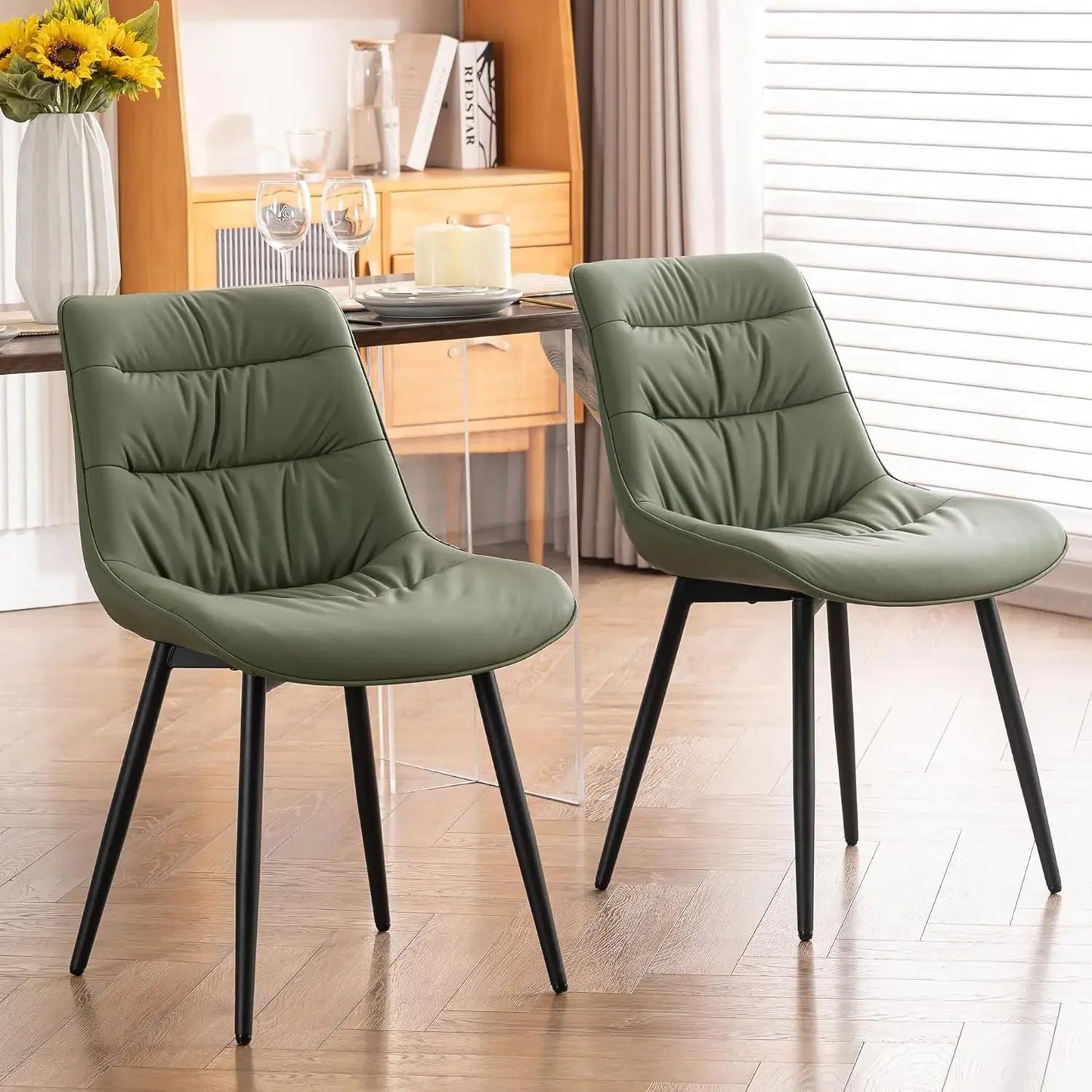 Modern Dining Chairs Set of 2, Upholstered Accent Chair, Suitable for Kitchen, Dining Room, Living Room and Bedrooms - HOMELIVING