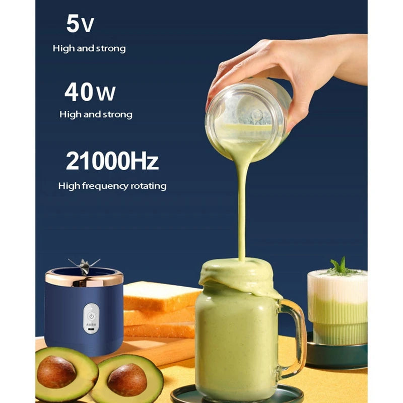 400ml Portable Electric Blender Juicer - USB Rechargeable