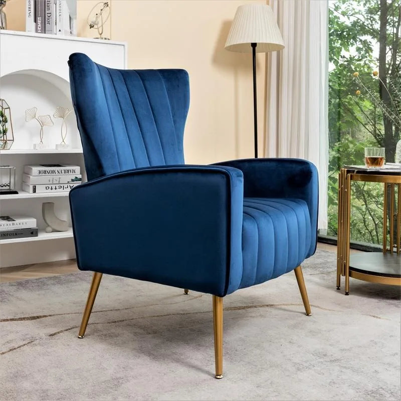US Pride Furniture Modern Velvet Accent Chair for Living Room, Bedroom or Office with Stylish Metal Legs, Plush Upholsteall - HOMELIVING