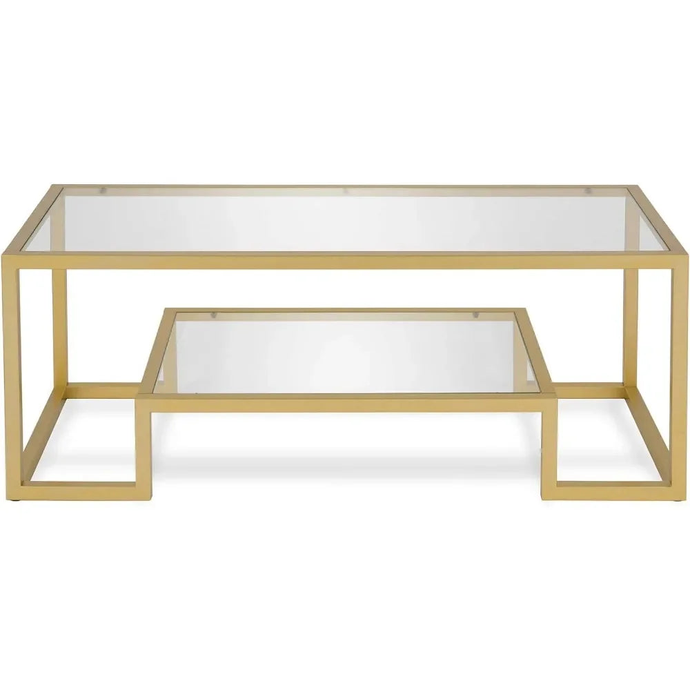 Coffee table, 45 inch wide brass rectangle, modern living room, coffee table, studio essentials - HOMELIVING