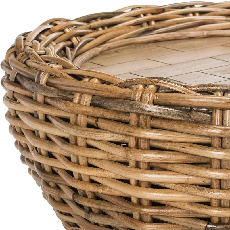 Coffee Table, Features A Natural Brown Finish Crafted of Mango and Kubu Rattan - HOMELIVING
