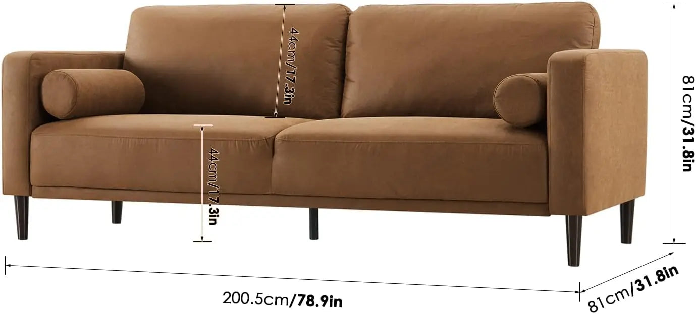 Faux Leather Sofa Couches with Extra Deep Seat, Cushion, Pillows, Solid Wood Frame & Easy Assembly, Comfy 3 Seater Loveseat Sofa - HOMELIVING