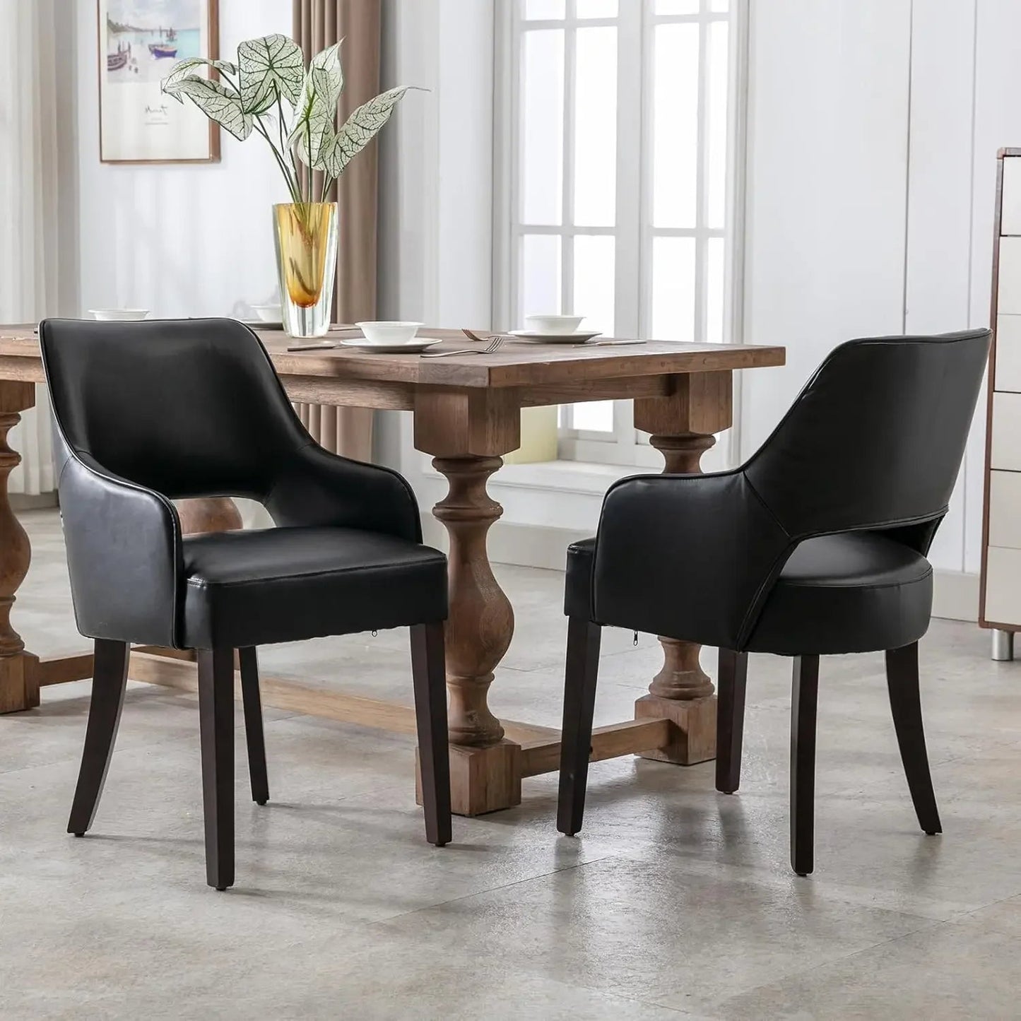 Linen Fabric Dining Chairs Set of 4,Upholstered Side Chairs,Farmhouse Accent Chairs with Open Back Wood LegsCream(Wider seats) - HOMELIVING