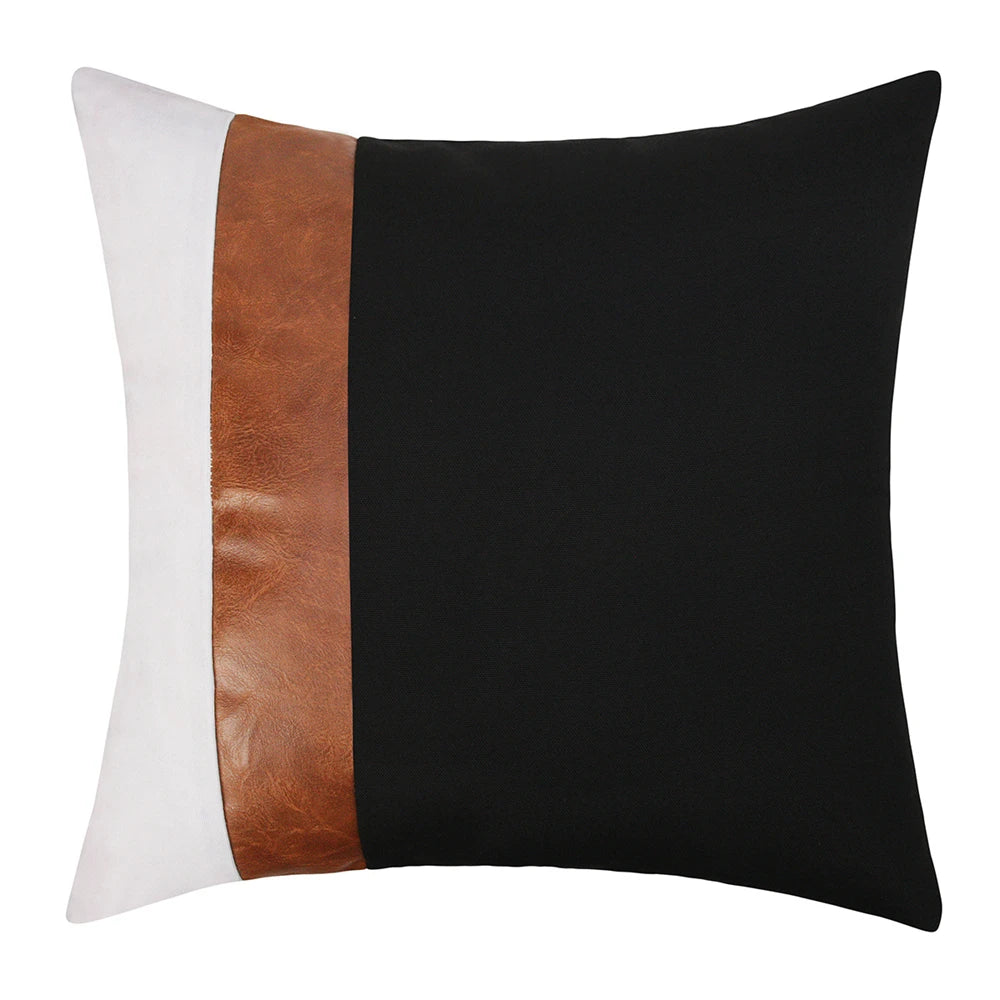 PU Leather Luxury Patchwork Pillow Case 45x45cm