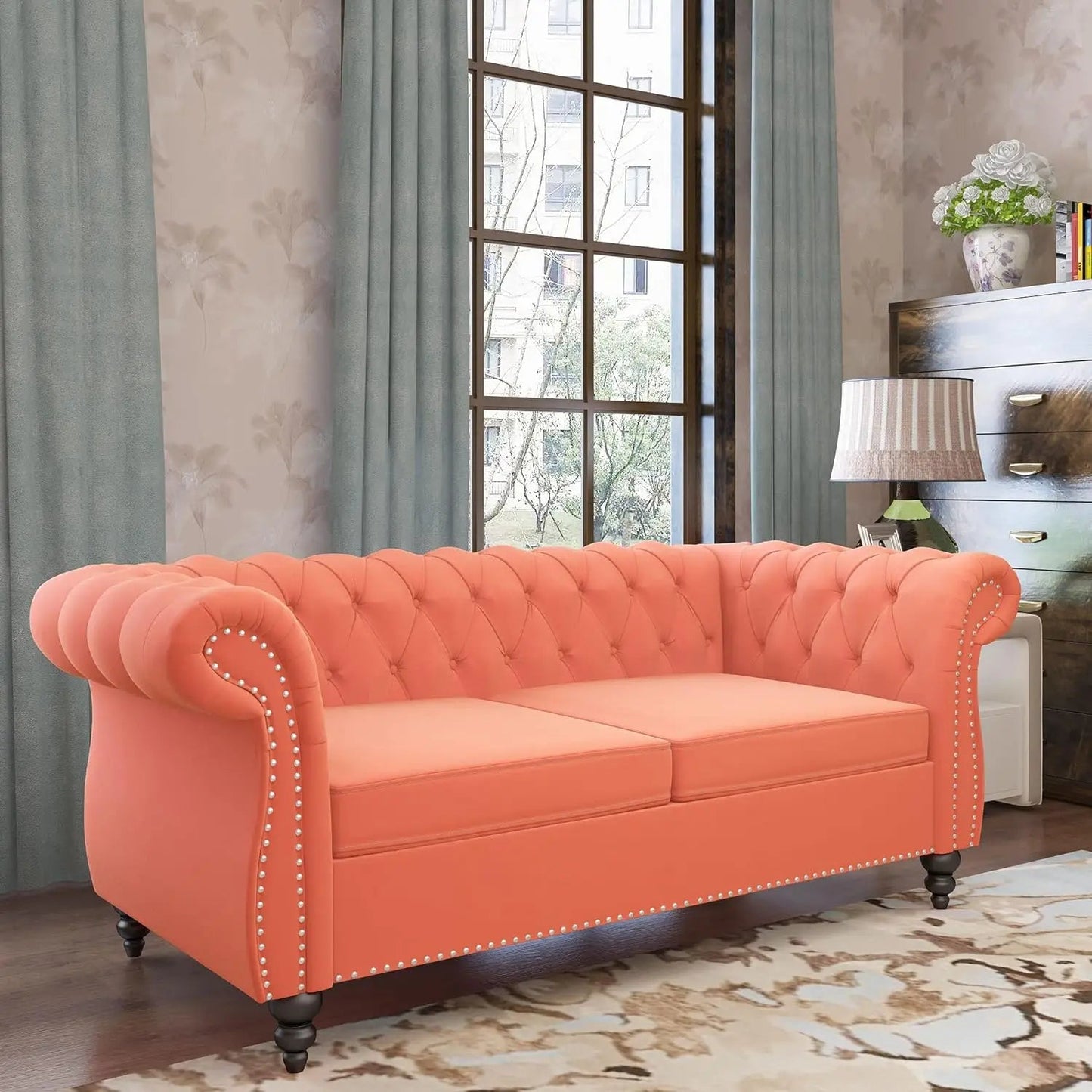 Accent Sofa, Chesterfield Loveseat Modern Couch Upholstered Sofa with Tufted Back for Living Room Furniture - HOMELIVING
