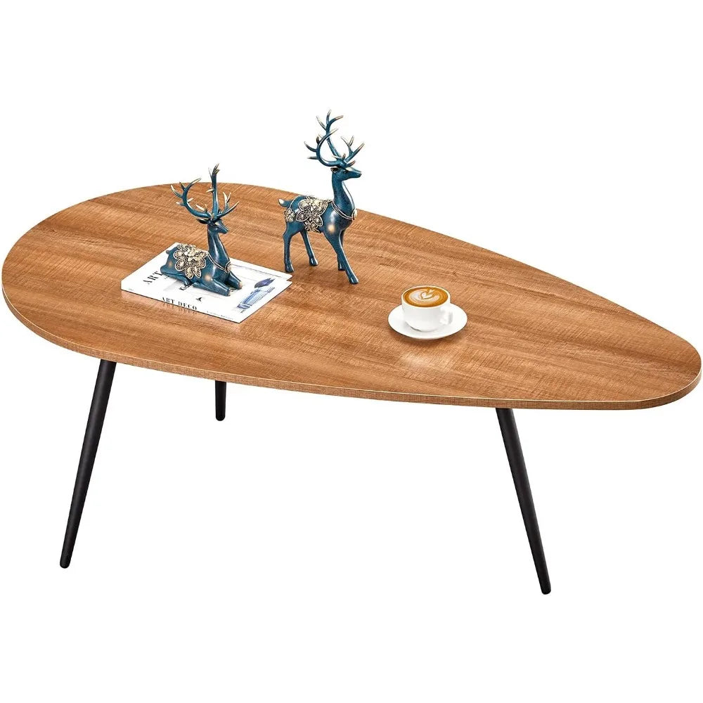 Modern white coffee table for small spaces Unique simple oval central table for living room Home office Easy to assemble - HOMELIVING