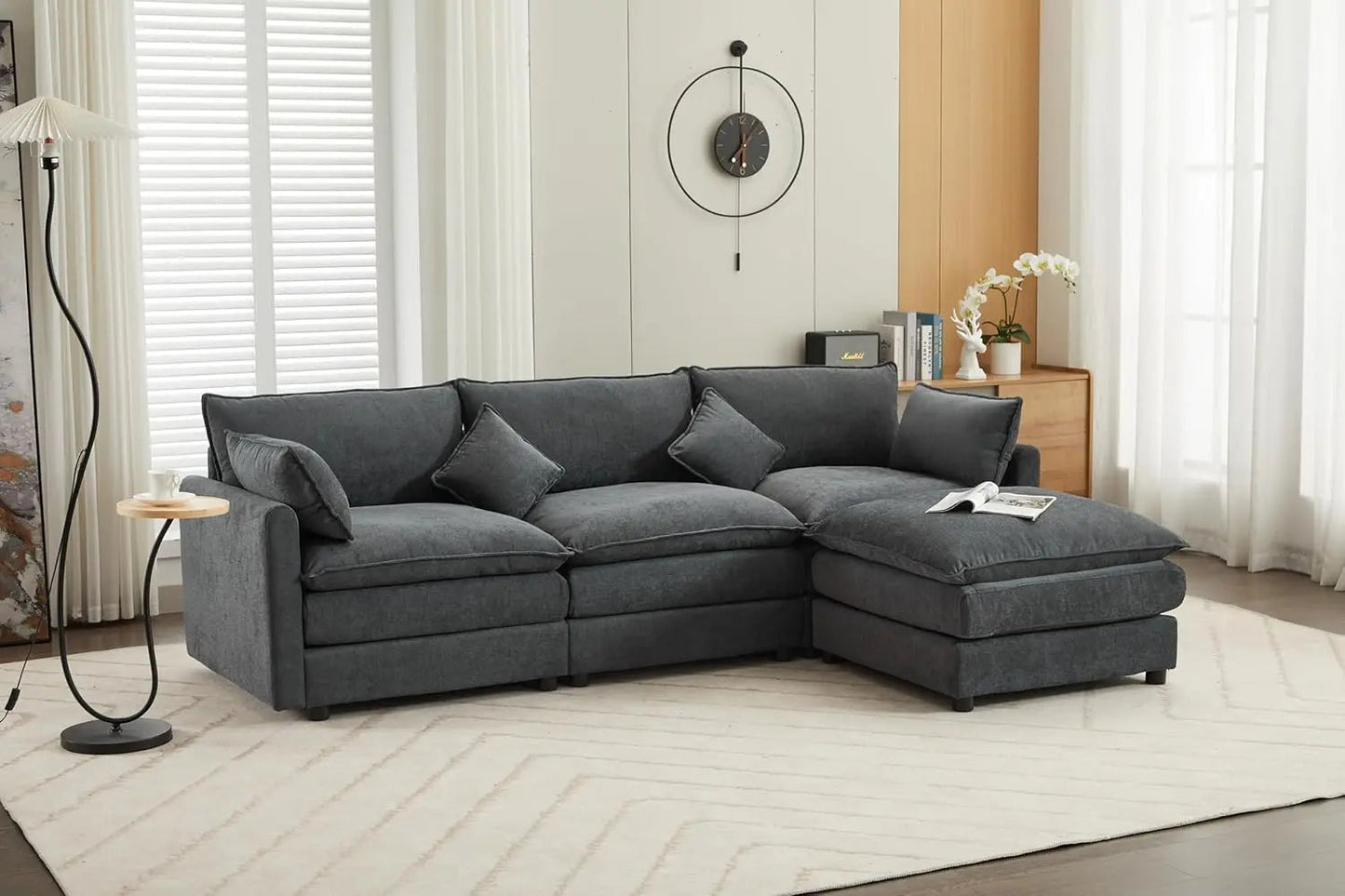 living room sofas,U Shaped Modular Sectional Sofa 6 Deap Seats Modern Oversized Upholstery Sofa Couches with Double Chaise - HOMELIVING