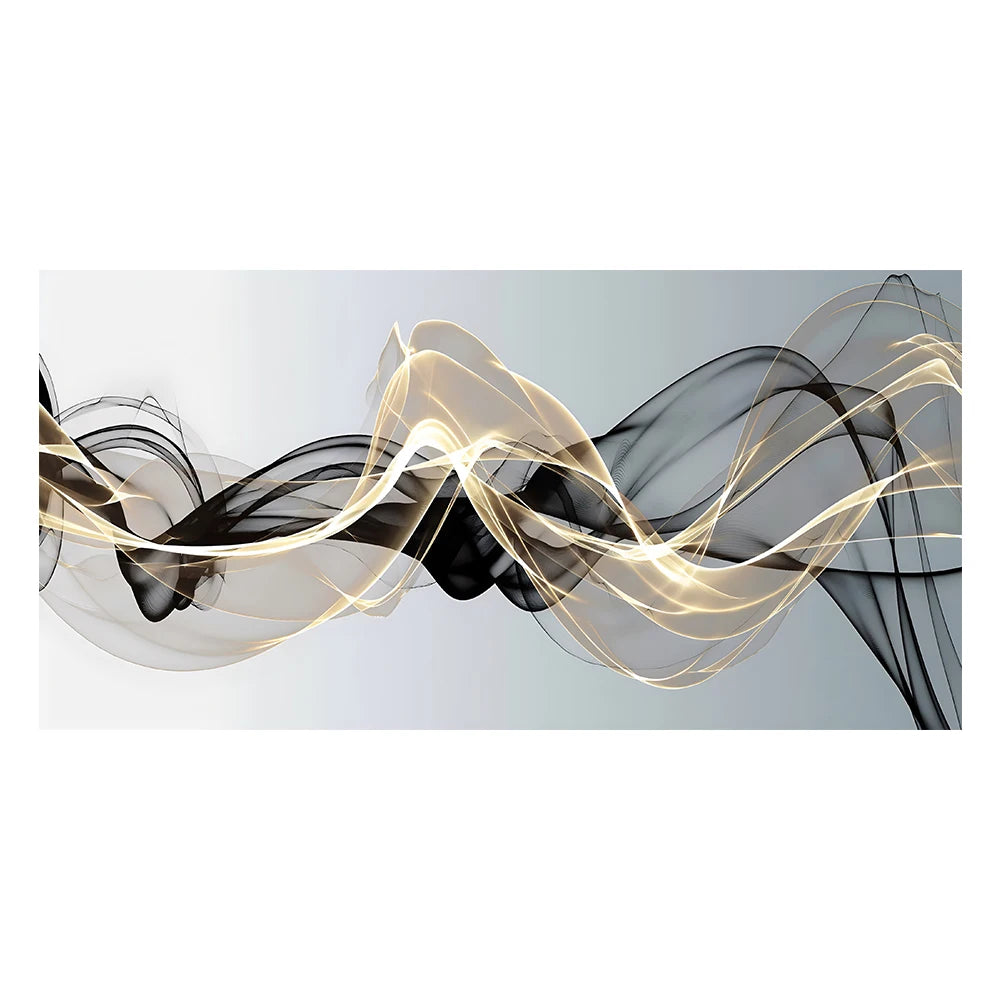 Abstract Black Gold Silk Ribbon Painting Gallery Wall Art Modern Luxury Canvas Painting Print Poster for Home Room Cuadros Decor - HOMELIVING