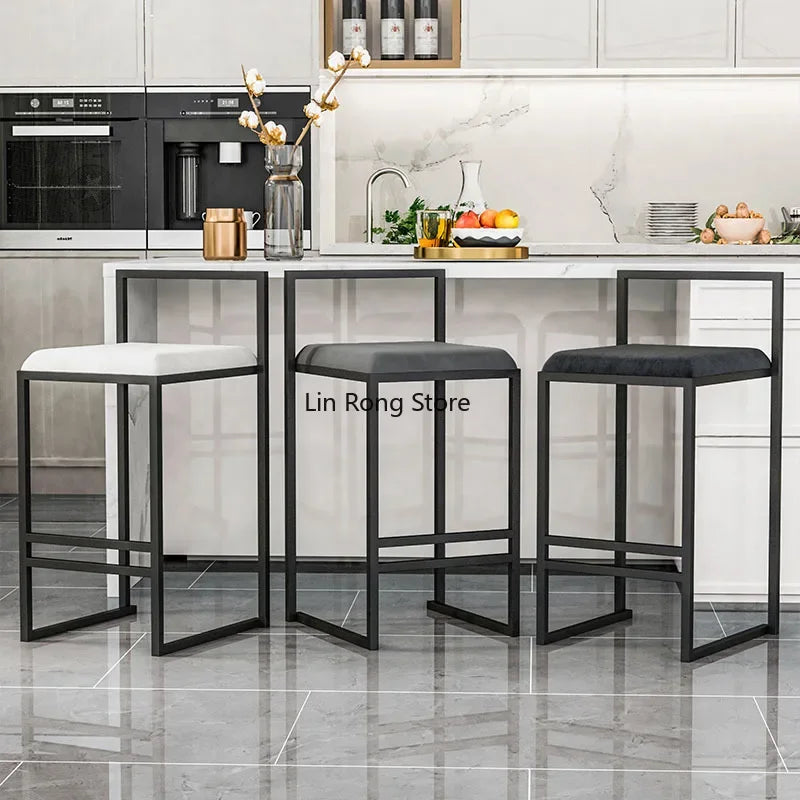 Nordic Designer Bar Chair Modern Bar Stool Industrial Style Barstool Nordic Backrest Banquet Kitchen Silla De Bar Furniture HY - HOMELIVING