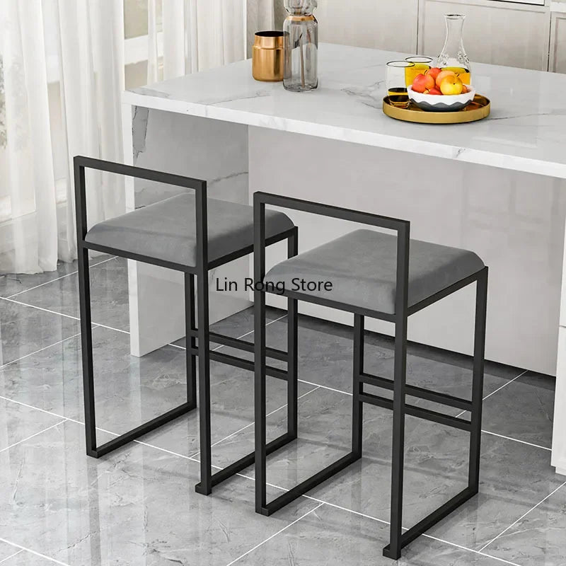 Nordic Designer Bar Chair Modern Bar Stool Industrial Style Barstool Nordic Backrest Banquet Kitchen Silla De Bar Furniture HY - HOMELIVING