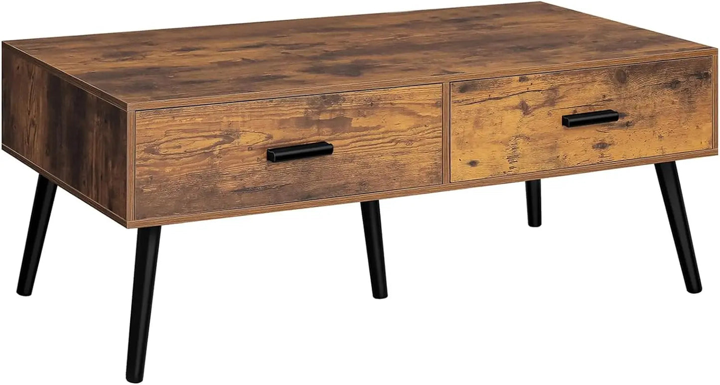 Living room coffee table with storage, coffee table with drawers and shelves for reception, office - HOMELIVING