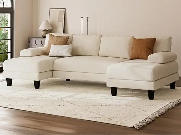U Shaped Sectional Couches for Living Room, 111 Inch Modular Sofa with Double Chaise, Large Lounge Couch for Apartment - HOMELIVING