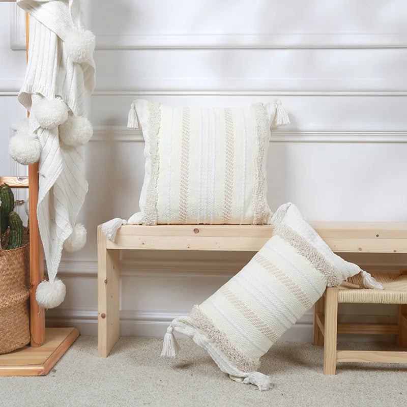 Tufted Boho Cushion Cover with Tassels - 45x45cm