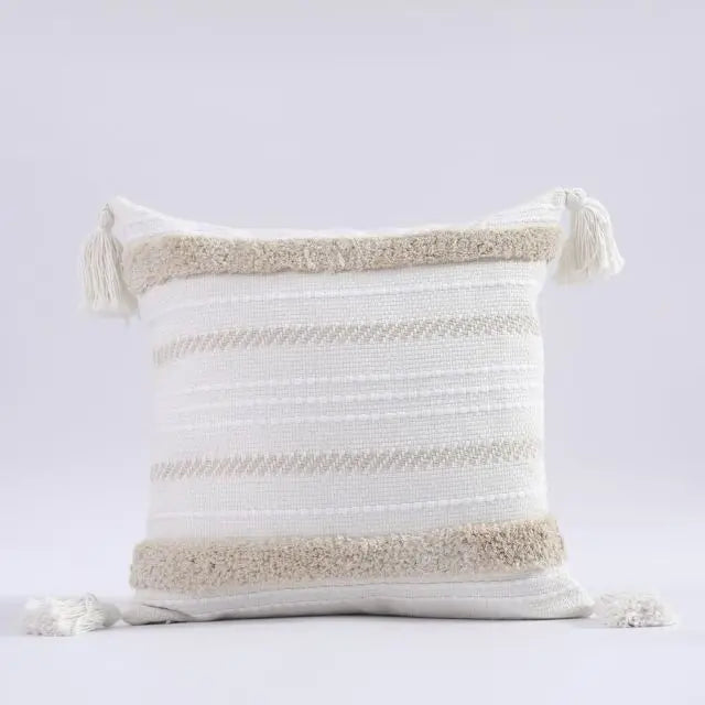 Tufted Boho Cushion Cover with Tassels - 45x45cm