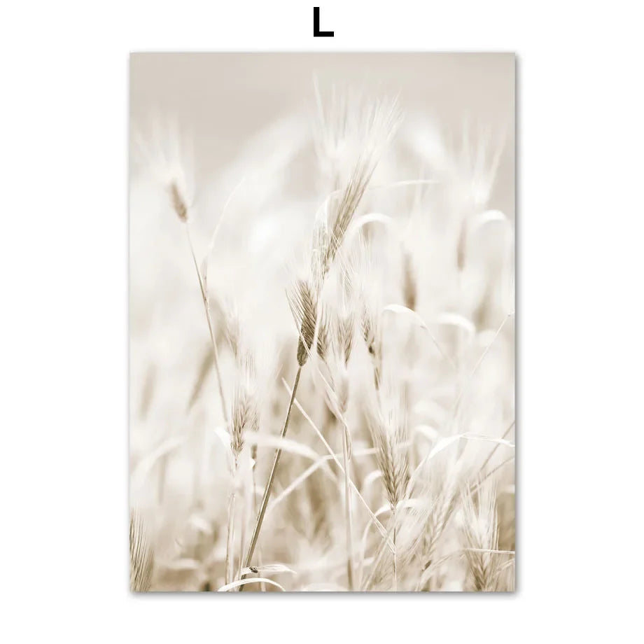 Beige Reed Peony Orchid Rose Boho Wall Art Canvas Painting Minimalist Posters And Prints Wall Picture For Living Room Home Decor - HOMELIVING