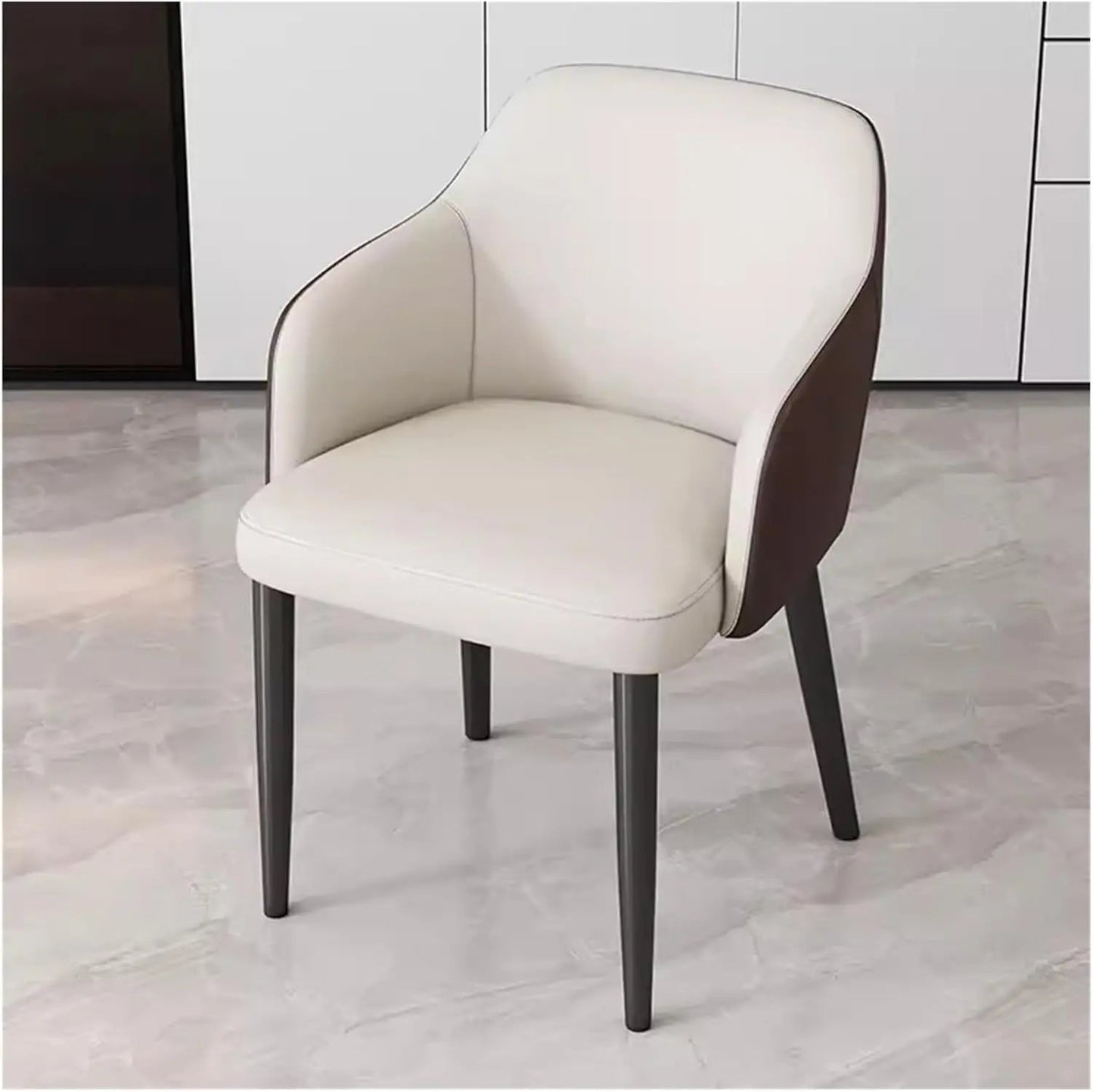 dining chair,Dining Chairs Upholstered Kitchen Chairs with Arms,Faux Leather Accent Chairs with Cushioned Seat and Metal Legs - HOMELIVING