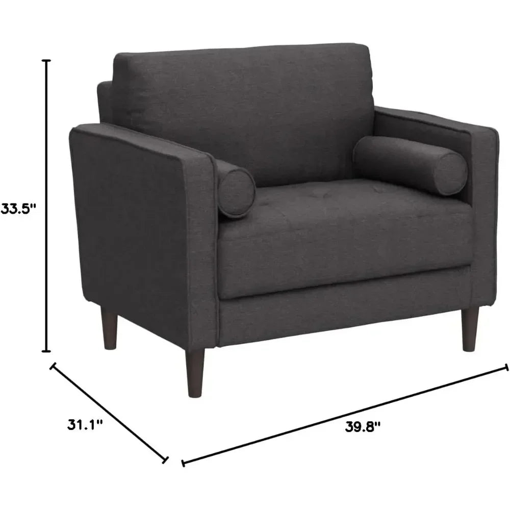 Armchair Living Room Leisure Chair 39.8" W X 31.1" D X 33.5" H Heather Grey Furniture Home - HOMELIVING