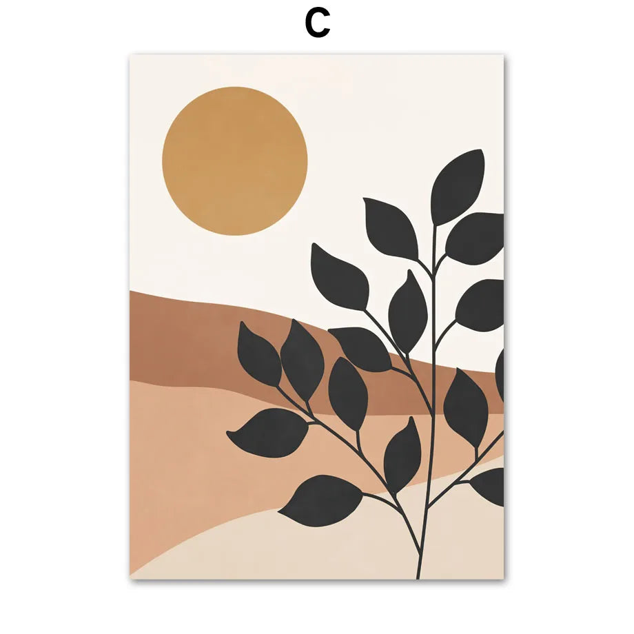 Chic Boho Cactus Monstera Palm Leaf Abstract Posters Wall Art Pictures Nordic Living Room Decor Prints Canvas Painting - HOMELIVING