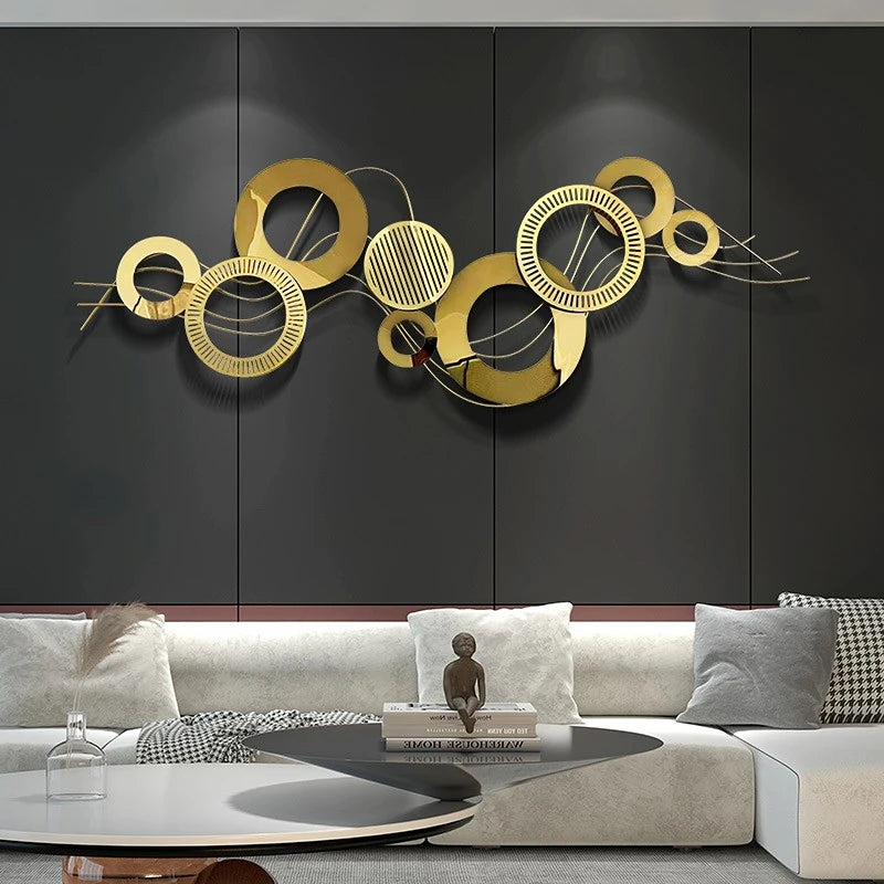 Golden Iron Wall Hanging Ornament, Living Room Entrance Wall Decoration, Sofa Background Pendant, Large Wall Art,Home Decoration - HOMELIVING