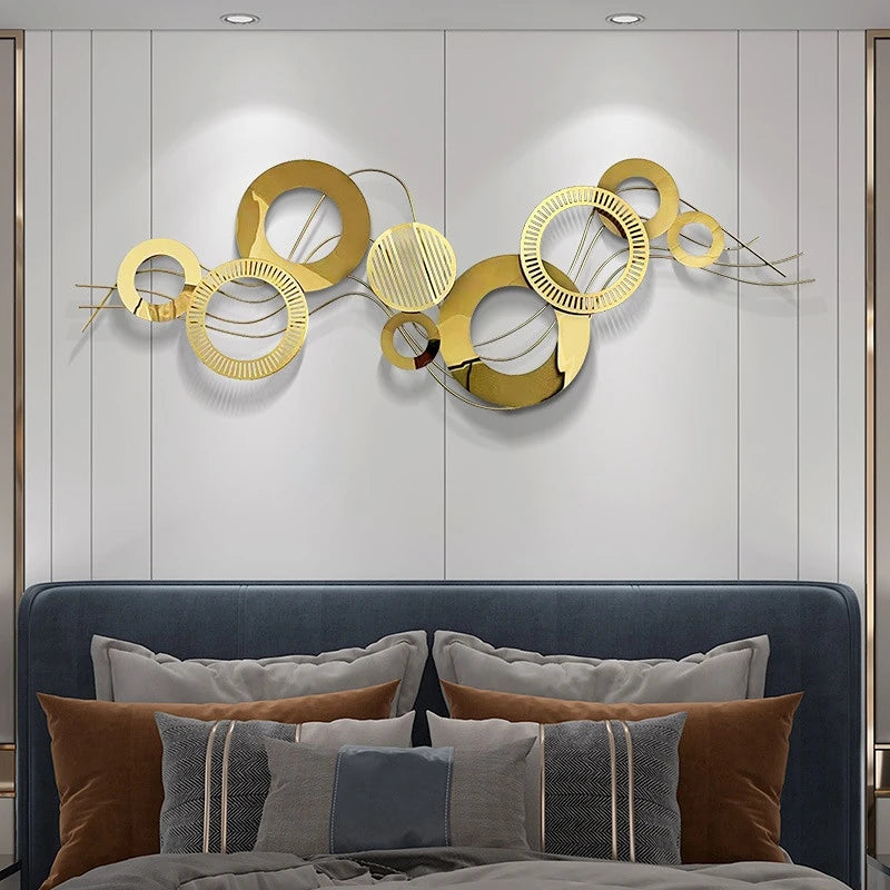 Golden Iron Wall Hanging Ornament, Living Room Entrance Wall Decoration, Sofa Background Pendant, Large Wall Art,Home Decoration - HOMELIVING