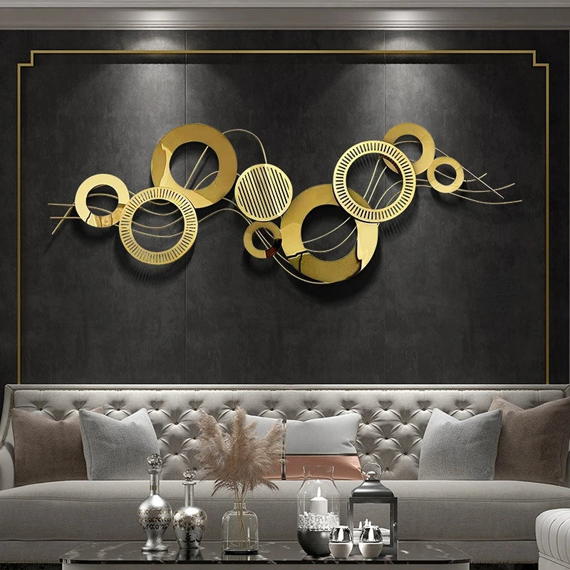 Golden Iron Wall Hanging Ornament, Living Room Entrance Wall Decoration, Sofa Background Pendant, Large Wall Art,Home Decoration - HOMELIVING