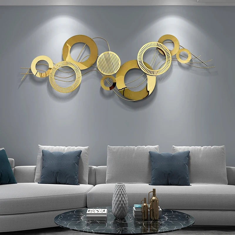 Golden Iron Wall Hanging Ornament, Living Room Entrance Wall Decoration, Sofa Background Pendant, Large Wall Art,Home Decoration - HOMELIVING