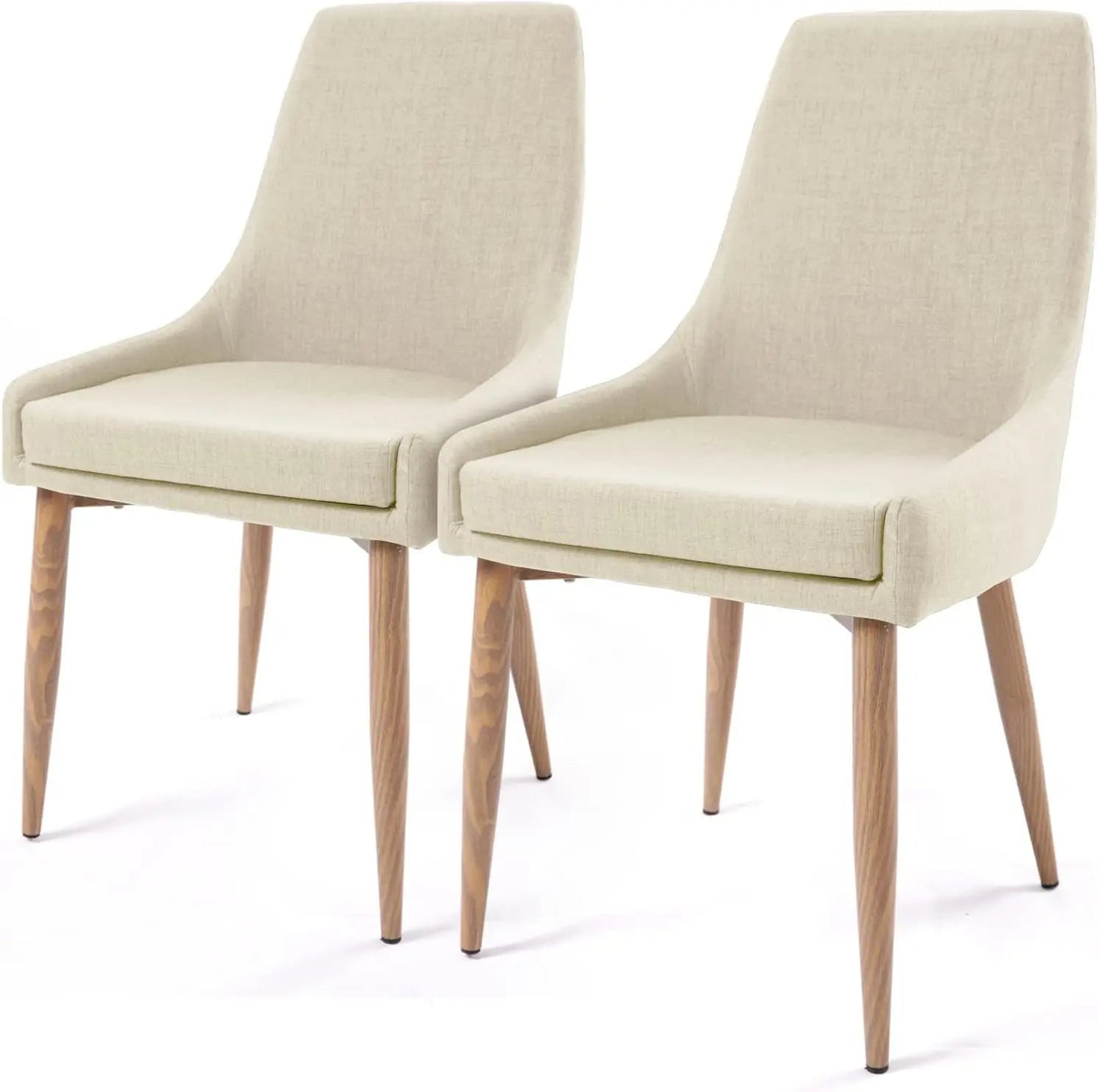 Dining Chairs, Living Room Chair Set of 4 Accent Chair with High Back Beige Fabric Dining Comfy Chair for Kitchen - HOMELIVING