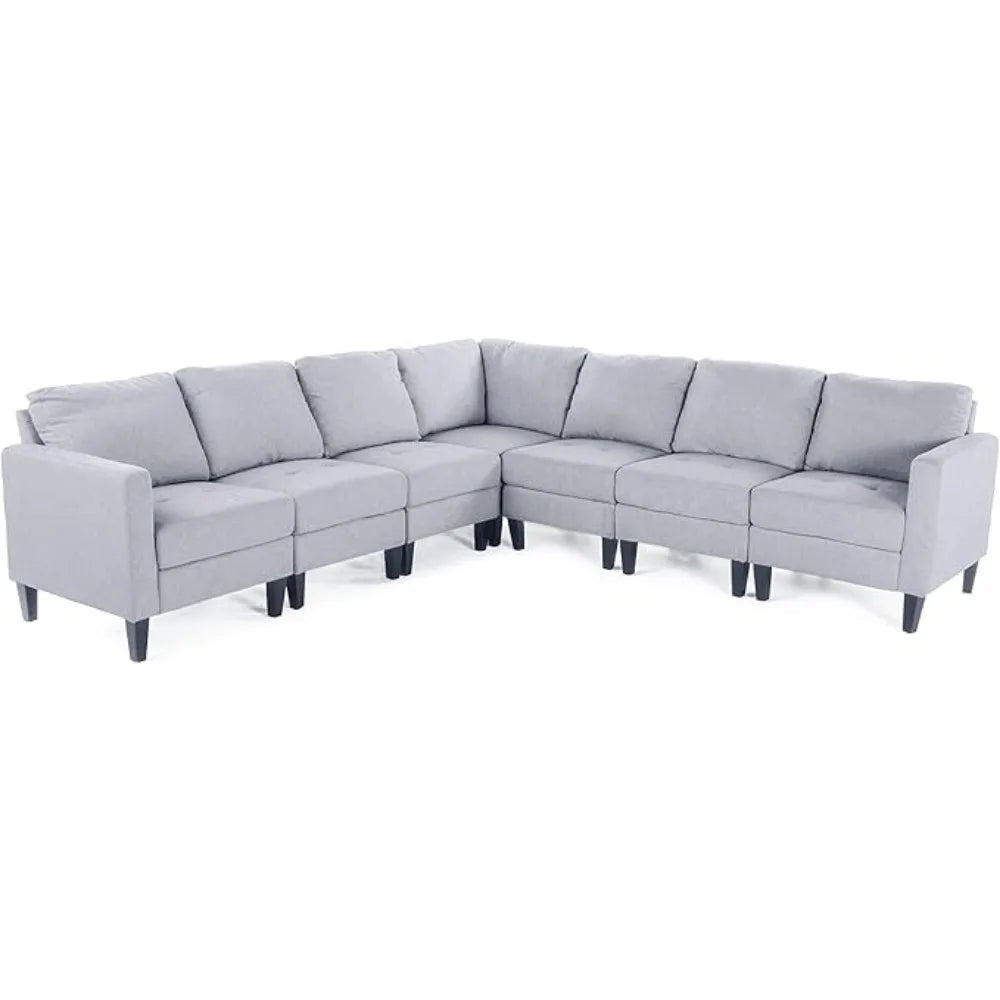 sofasSet, Modular Sectional Sofa with Reversible Chaises,Square Armrests and Comfortable Padded Backrests, L Shaped Corner Sofá - HOMELIVING