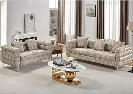 Modern Sofa Couch, Deep Seat Sectional Sofa for Living Room, 85 inch Oversized Sofa, 3 Seat Sofa, Loveseat, Calico-Bouclé - HOMELIVING