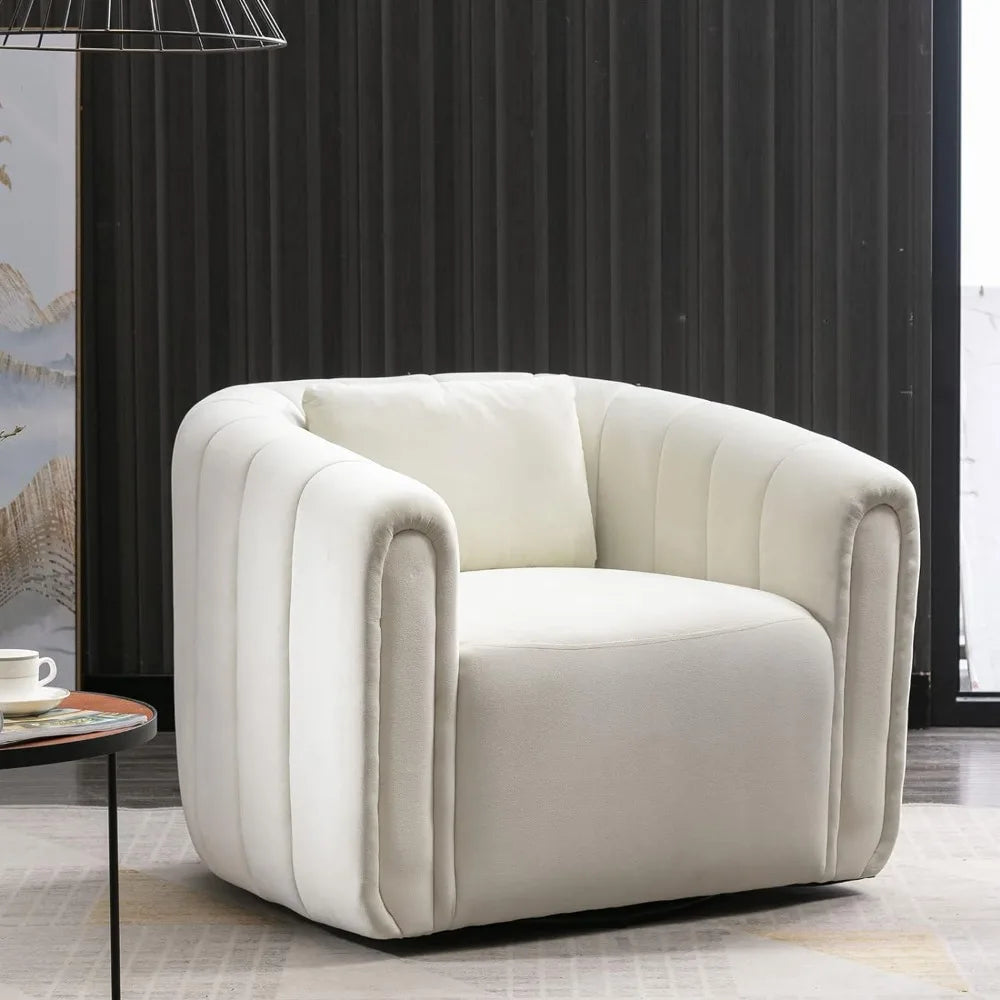 Swivel Barrel Chair Set of 2 with Plump Pillow, Velvet Accent Chair, Comfy Round Armchair, Swivel Accent Chair for Living Room - HOMELIVING
