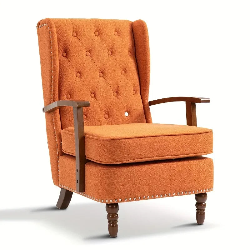 Modern Wingback Chair, Button-Tufted Accent Chair, Armchair with High Resilience Sponge & Sturdy Legs - HOMELIVING