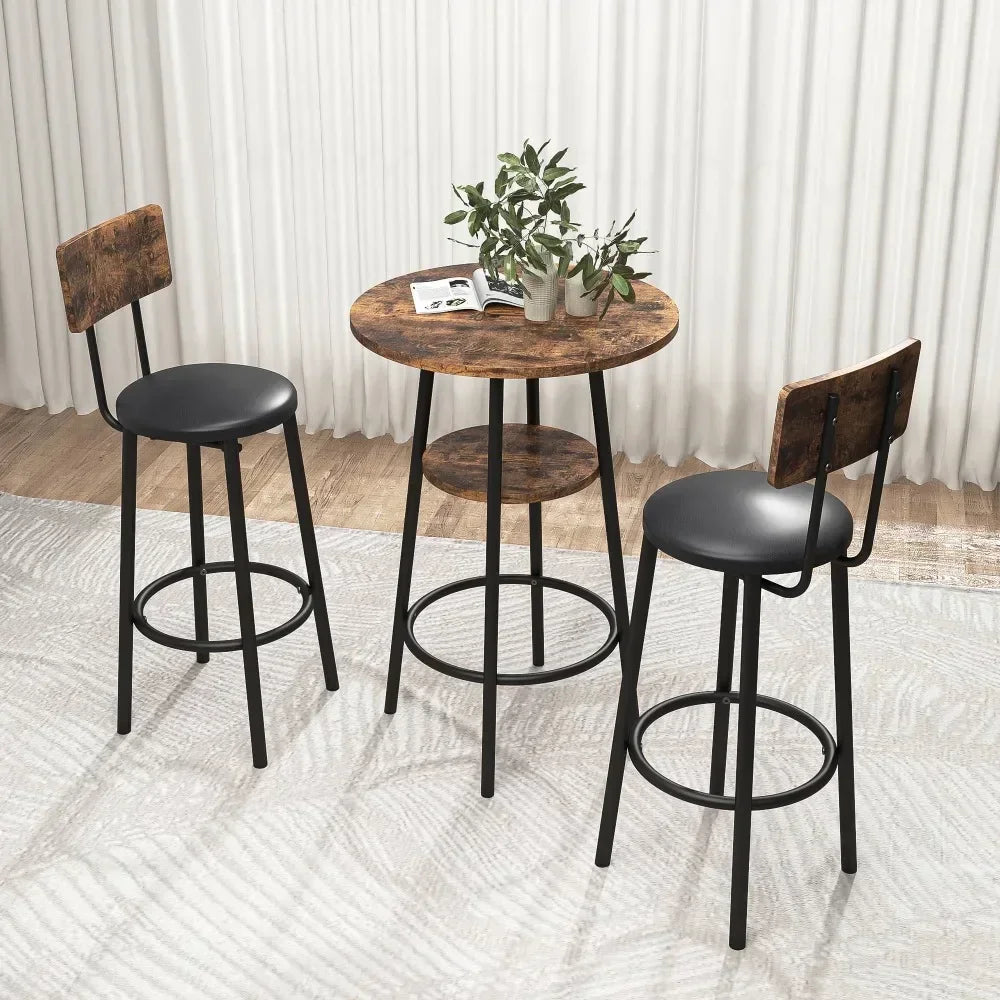 Dining Room Sets, 3-Piece Dining Table and Chairs Set, Industrial Bar Table Set Kitchen , Rustic Brown,dining Room Set - HOMELIVING