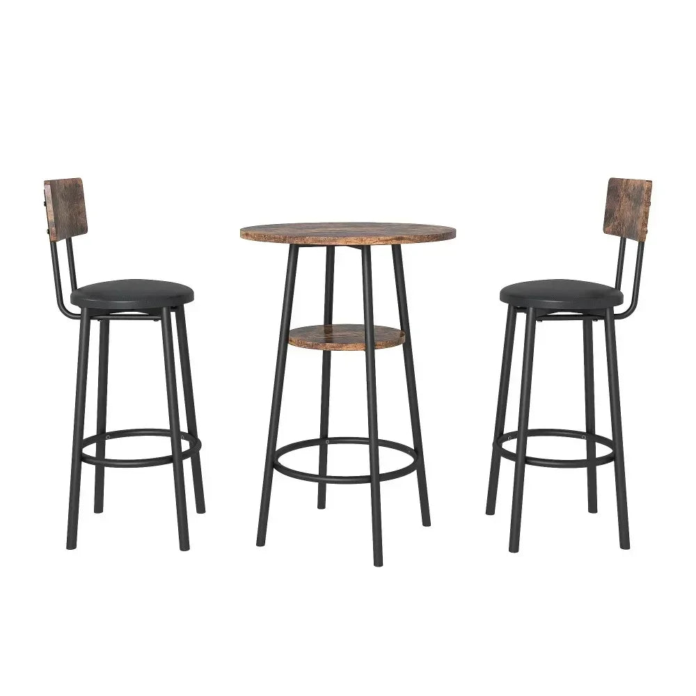 Dining Room Sets, 3-Piece Dining Table and Chairs Set, Industrial Bar Table Set Kitchen , Rustic Brown,dining Room Set - HOMELIVING